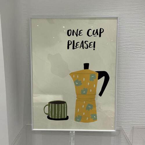 one cup please咖啡角美式挂画摩卡壶咖啡厅简约装饰画墙面壁画