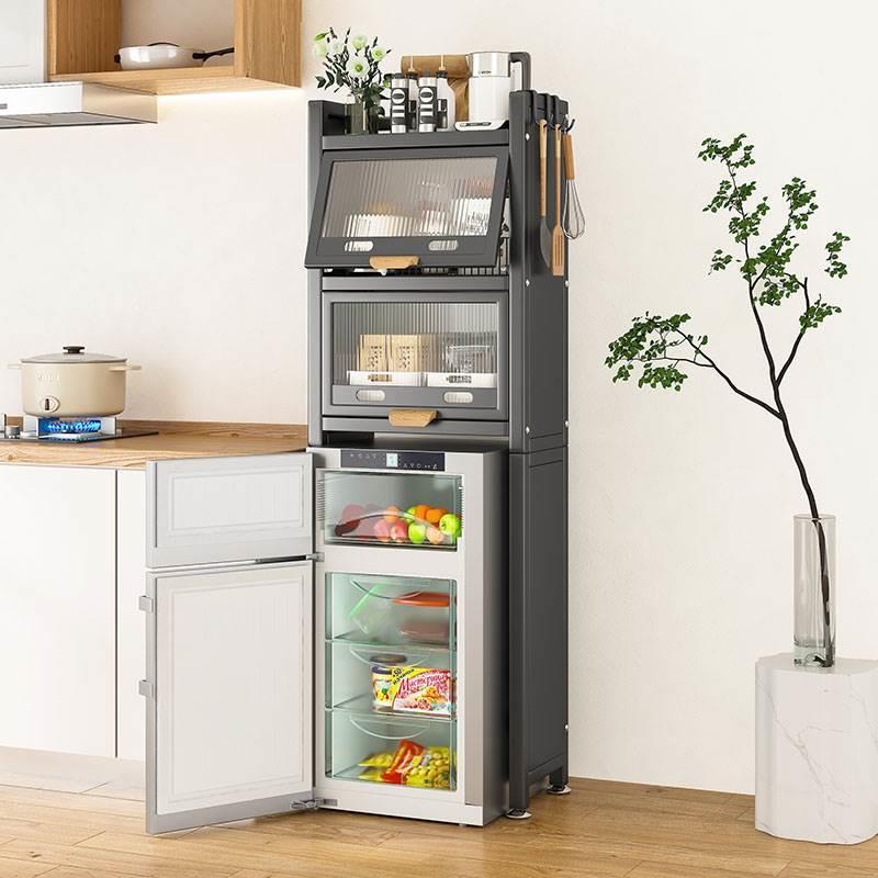 06YM厨房小型冰箱置物架上方空间利用架子顶部上面的冰箱架防尘收