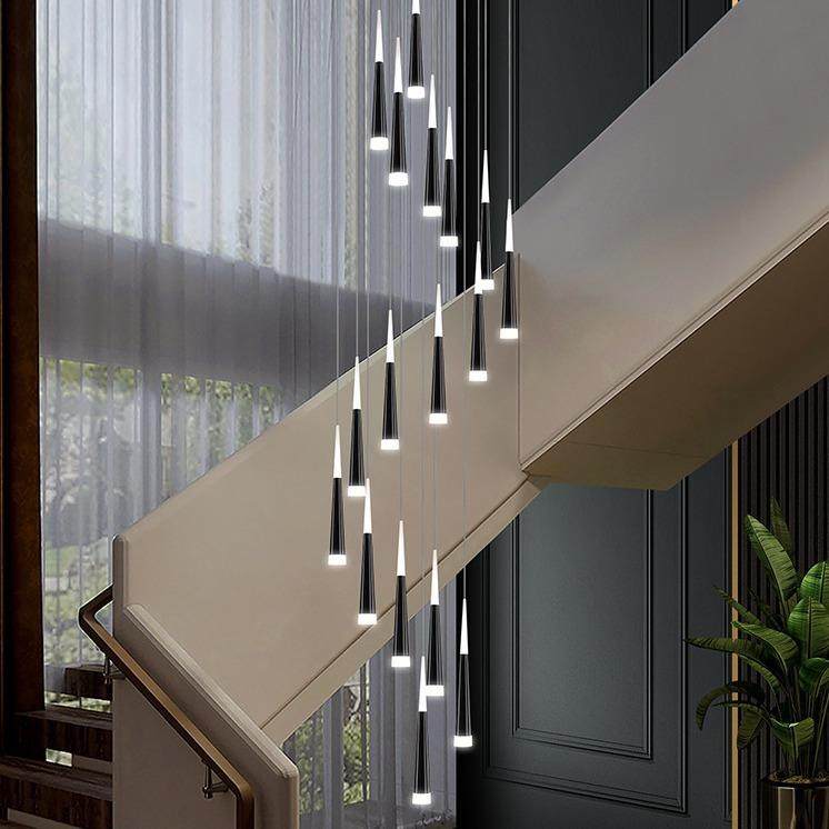 楼梯吊灯长loft复式家居别墅公寓挑空客厅创意旋转