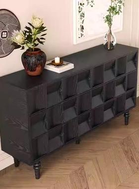 中古风木厨厅房餐边柜黑色代简8969约玄关柜装饰客靠墙一现实体储