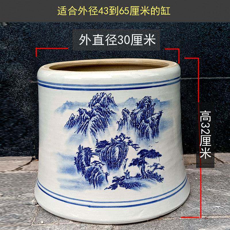 景德镇陶瓷器手绘底座鱼缸花盆瓷脚架子瓷金锦鲤睡莲荷花缸底柜