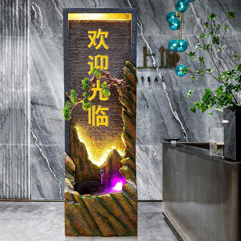 树脂水幕流摆水喷泉工鱼池风水轮景观欧式墙办公室内客厅阳DWU台