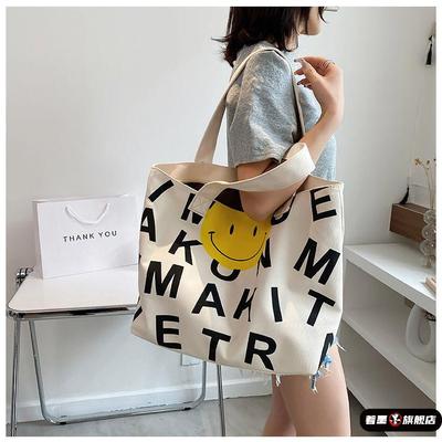 购物袋结实耐用帆布包大容量超市帆布2025年新款卡通托特包女单肩