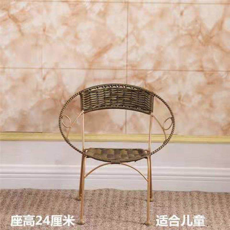 小藤椅靠子靠背铁椅户外背时尚艺休闲喝茶椅成人PSU小椅凳子一件