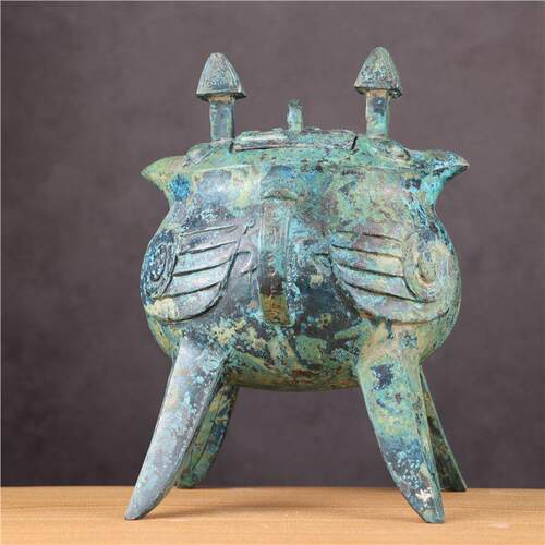 洛阳古做旧青铜器铭文斝摆件酒杯温酒器盛酒具酒厂馆展柜装饰品