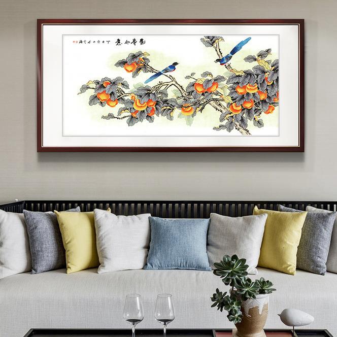 万事如意 国画新中式客厅装饰画沙发电视背景墙壁画餐厅饭厅挂画