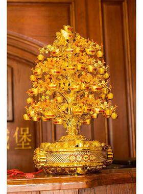 摇钱树明灯金元宝摆件元宝树带灯光可旋转聚宝盆装饰品开业招财树