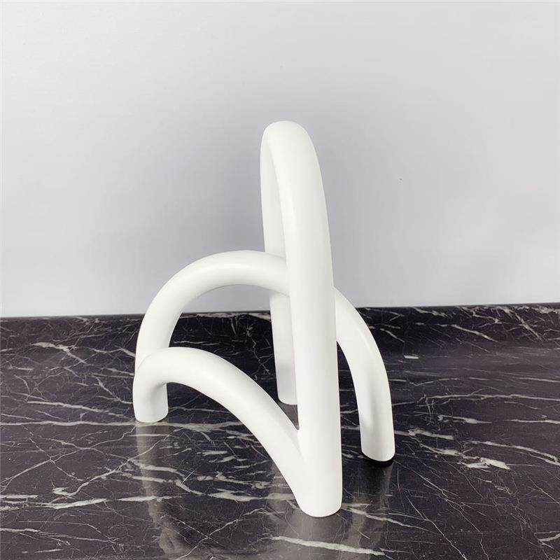 简约现代家居透白色树脂拱形屏风摆件客厅玄关电视柜书房饰品