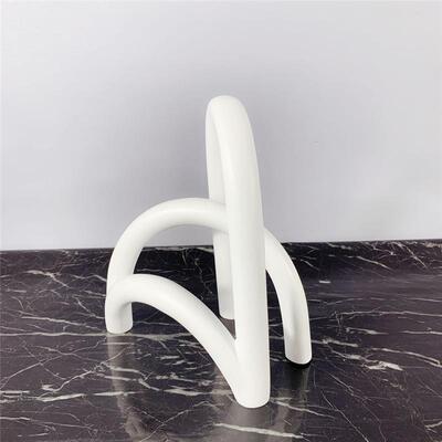 简约现代家居透白树脂屏拱形风摆书件客厅玄关色电3375视柜房饰品