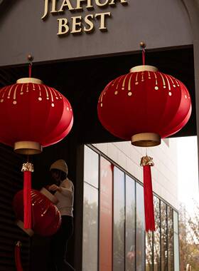 新大红灯外笼新款20年26挂饰马年一过年春节户YAH阳台别墅门口对