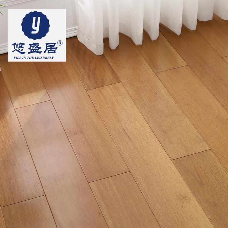 番龙眼实木锁扣地板纯实木家用原木卧室奶油现代简约胡桃色中古风