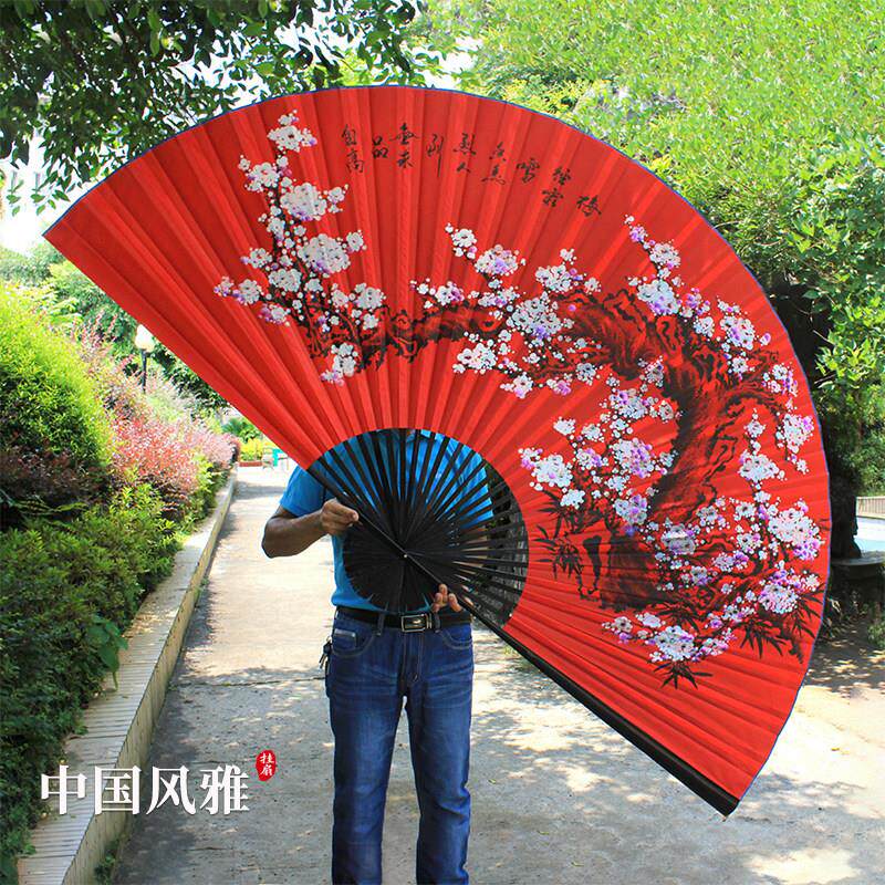 超大挂扇大扇子墙挂装饰挂墙红布梅花照相馆魔术婚庆古风