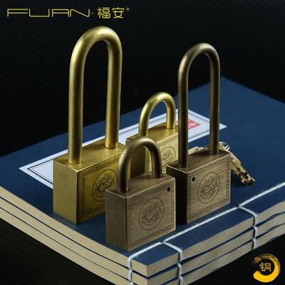 铜锁黄铜仿古老式防水小锁头中式古铜户外防盗锁子黄铜大门挂锁