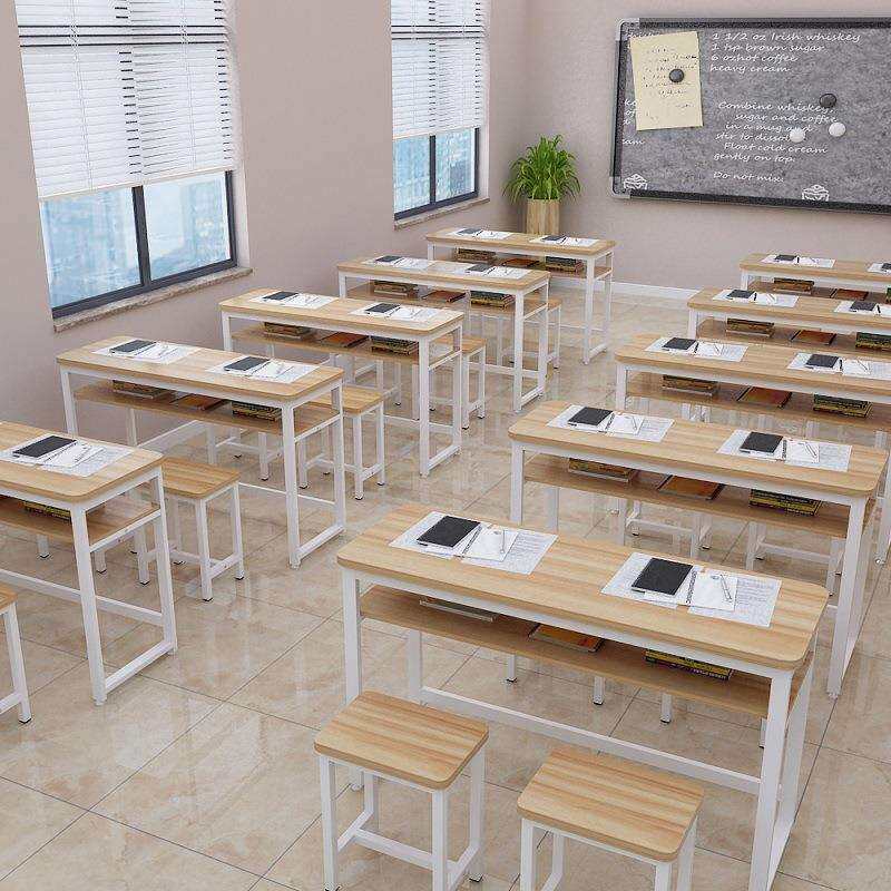 单双人课桌椅培训桌简易长条桌家用中小学生补习班辅导培训班书桌