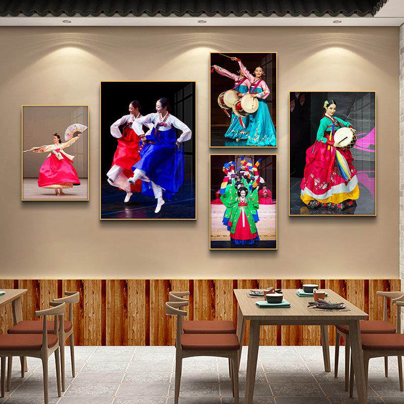 朝鲜族墙面装饰韩式烤肉店墙面装饰韩国风情舞蹈背景墙壁画装饰品