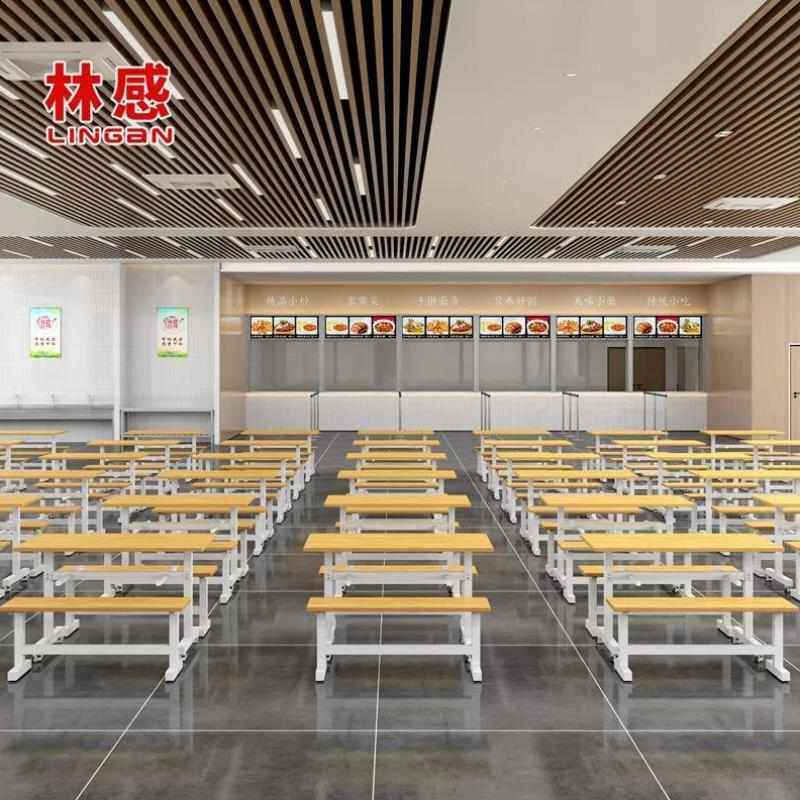 林感四人位食堂餐桌椅一桌两凳组合饭堂桌椅120*60福马轮款