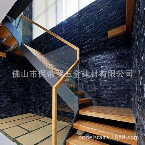 钢木楼梯扶手栏杆玻璃卡槽扶手护栏家用别墅简约风五金装饰