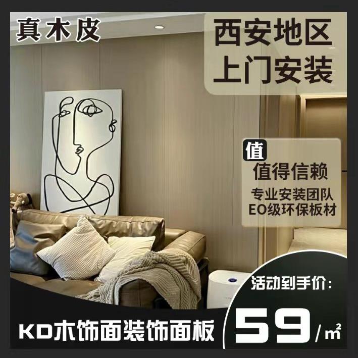 木饰面KD板实木贴皮护墙板电视背景墙格栅隐形门