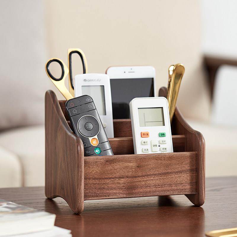 实木遥控器收纳盒放电视空调杂物整理盒办公室桌面客厅茶几钥匙盒