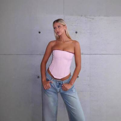 Women Y2K Strapless Corset Top Boned Strapless Tube Top Sexy