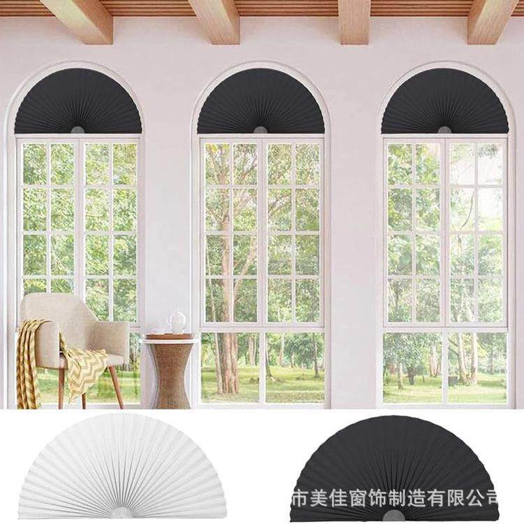 扇形易装无纺布百折帘遮阳帘半遮光帘蜂巢帘窗帘