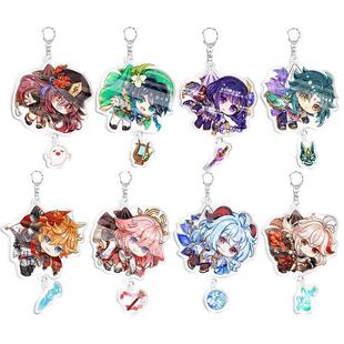 Keychain Anime Impact Keycha with Cosplay Genshin Cartoon