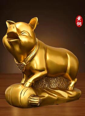 纯铜猪摆件招财金猪家居风水摆饰工艺礼品摆饰十二生肖新中式办公