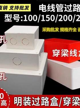 pvc过路盒明装过理线盒加厚阻燃接线盒弱电线路分线箱监控塑料底