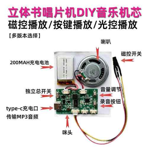 立体唱片机播放磁控下一首大内存手工diy立体书diy自制机关我们俩