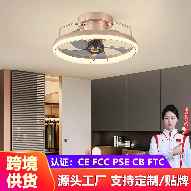 现代风扇灯卧室简约摇头吊扇灯客厅扇灯一体吸顶灯无极调光遥控