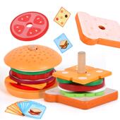 Stacking Toys for Montessori and Burger Toddlers Kids Wooden