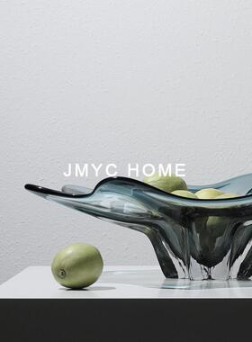 现代轻托奢璃家居玻水果盘饰BLC品样板盘间餐厅客厅茶几桌面收纳