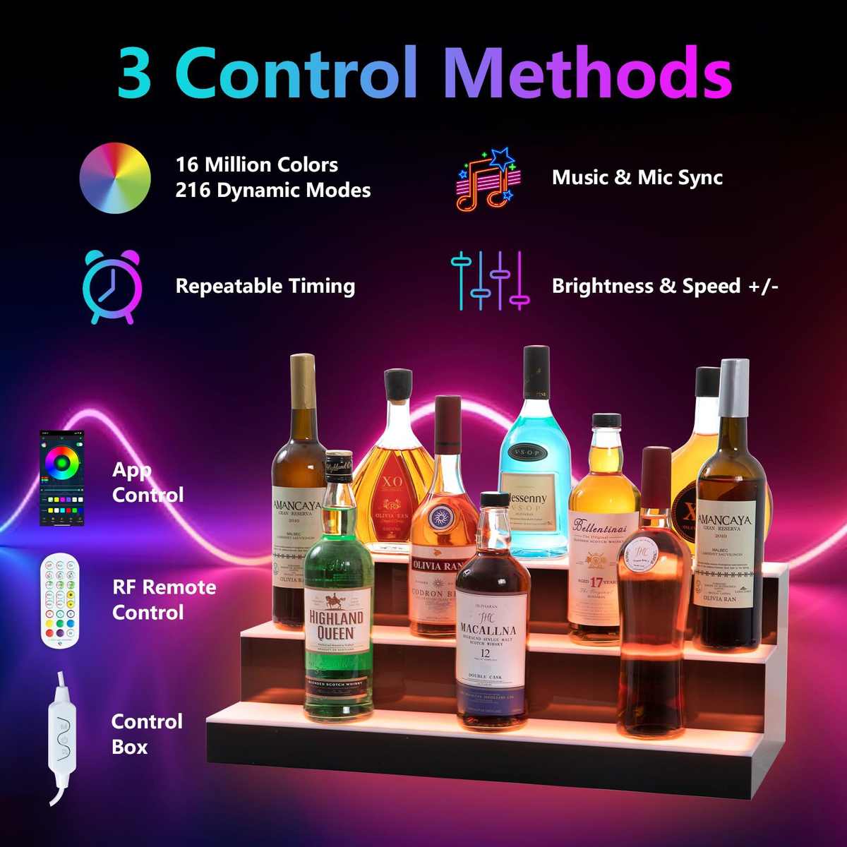 定制亚克力酒瓶展示架客厅洋酒展示柜LED酒柜置物架家用创意吧台