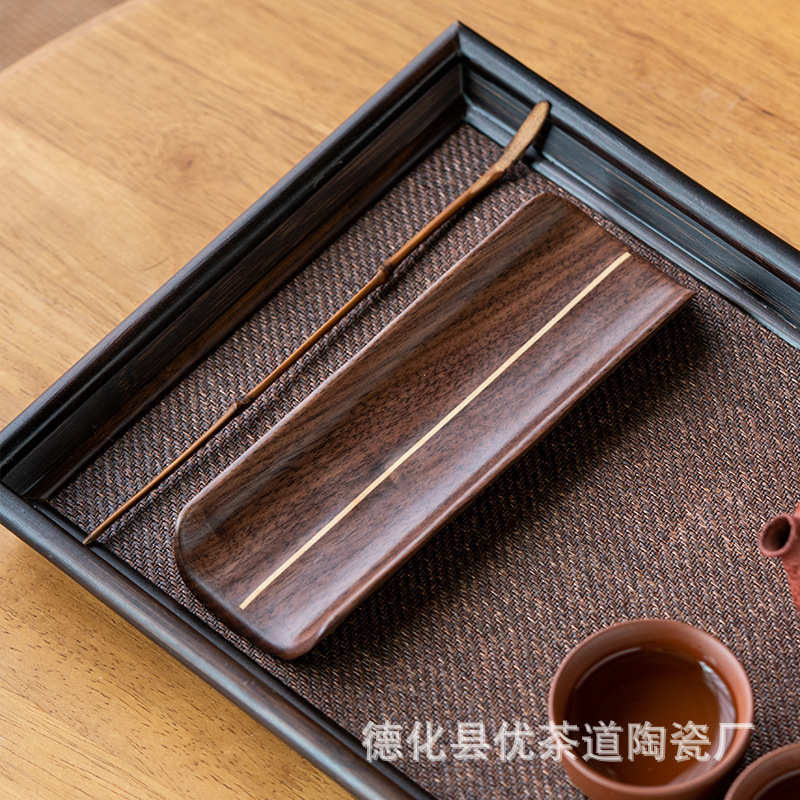 胡桃木茶则两件套高端实木茶匙茶荷茶铲禅意茶叶勺子竹茶拔投茶器