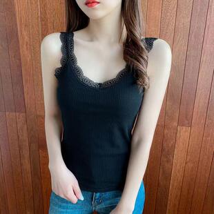 Women Multi Color Comfortable Casual Sleeveless Lace Trim