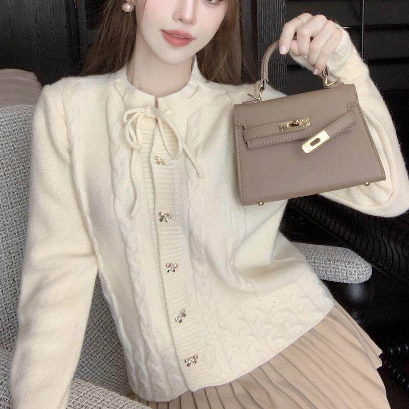软糯甜美麻花设计感毛衣外套女秋冬新款漂亮超好看针织开衫学院风