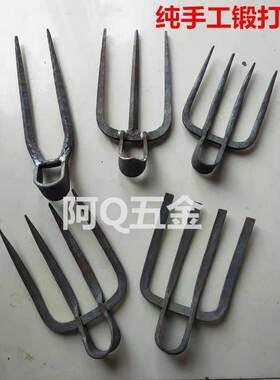 锻打农用工具四齿耙三齿二齿钉耙子 扒草铁耙子四丁四齿叉锄头