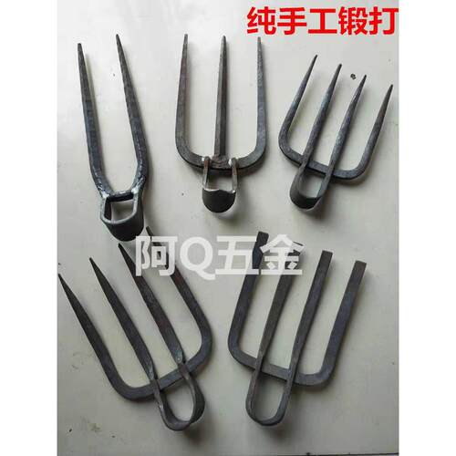 锻打农用工具四齿耙三齿二齿钉耙子 扒草铁耙子四丁四齿叉锄头