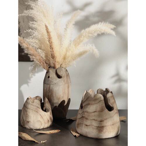 本品与Wabi-Sabi风格木雕拼接艺术花器新型中国风样板房售楼处自