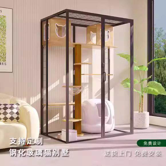 全景猫别墅豪华超大型猫屋猫舍宠物家用可定制玻璃猫柜猫房猫笼子
