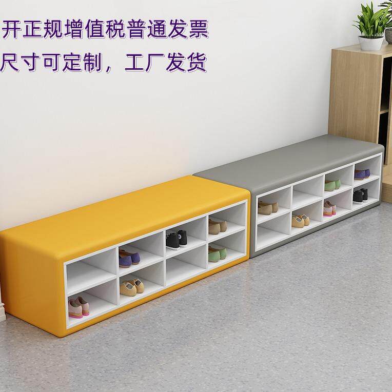 幼儿园游乐场软包鞋柜长条软包早教中心鞋架儿童坐换鞋凳柜舞蹈室