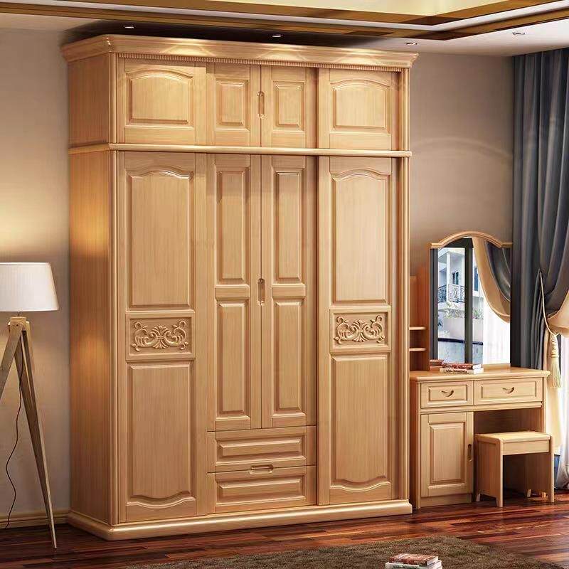 推拉户门全实衣柜家用卧室现代式简约小型中储物NSM木原木大衣橱