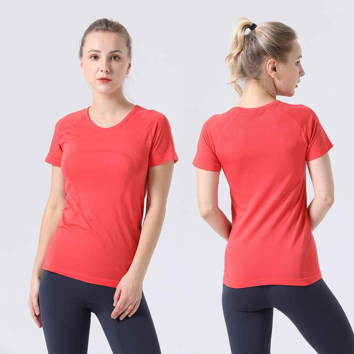 T-shirt Top High Round Clothes Short Fitness Womens Yoga