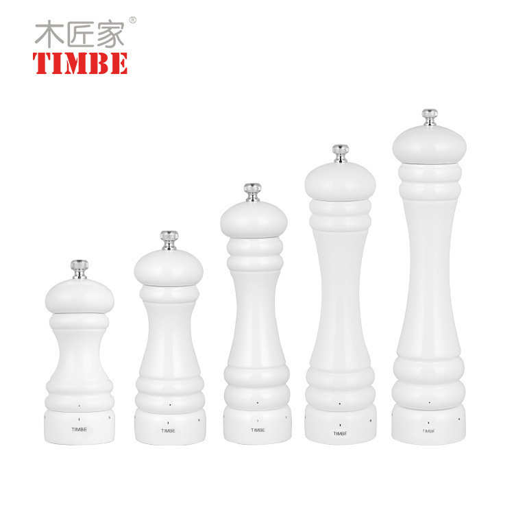 厂家批发原木多尺寸白色手动胡椒研磨器榉木胡椒研磨器轻奢