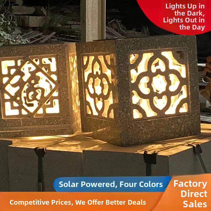 包邮石灯笼花岗岩太阳能柱头灯别墅新中式围墙灯户外柱子灯庭院灯