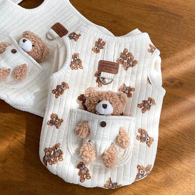 狗狗衣服棉衣可牵引猫咪小型幼犬泰迪比熊博美雪纳瑞秋冬装冬天