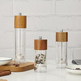 新款 直销厨房手动研磨瓶胡椒花椒现磨孜然海盐亚克力研磨器陶瓷芯