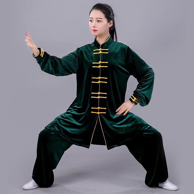 高档高端太极服厚保暖南韩绒秋冬加练功服练男女太极武术晨拳表演