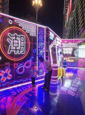 节日楼梯亮化亮化装饰户外主题LED墙体灯饰灯光画美陈大型商场