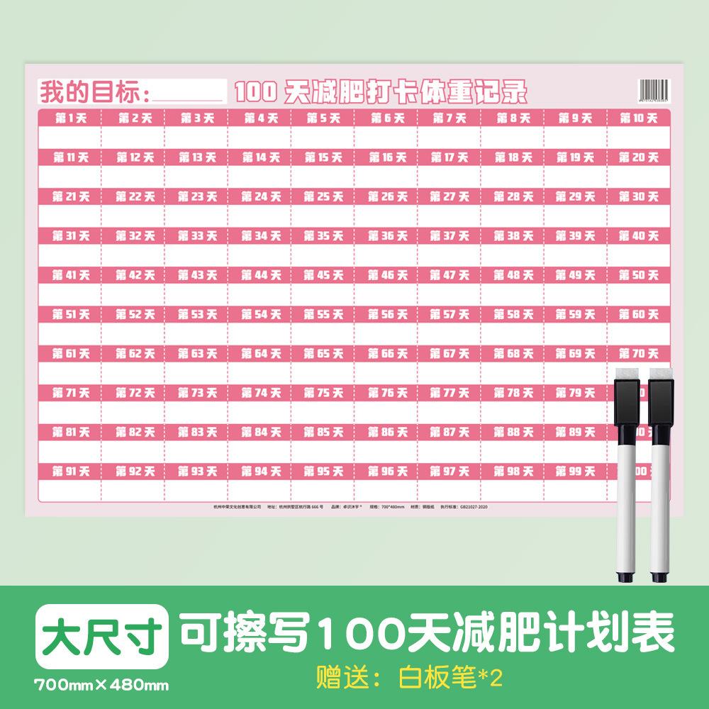 一百天减肥自律打卡计划认知卡